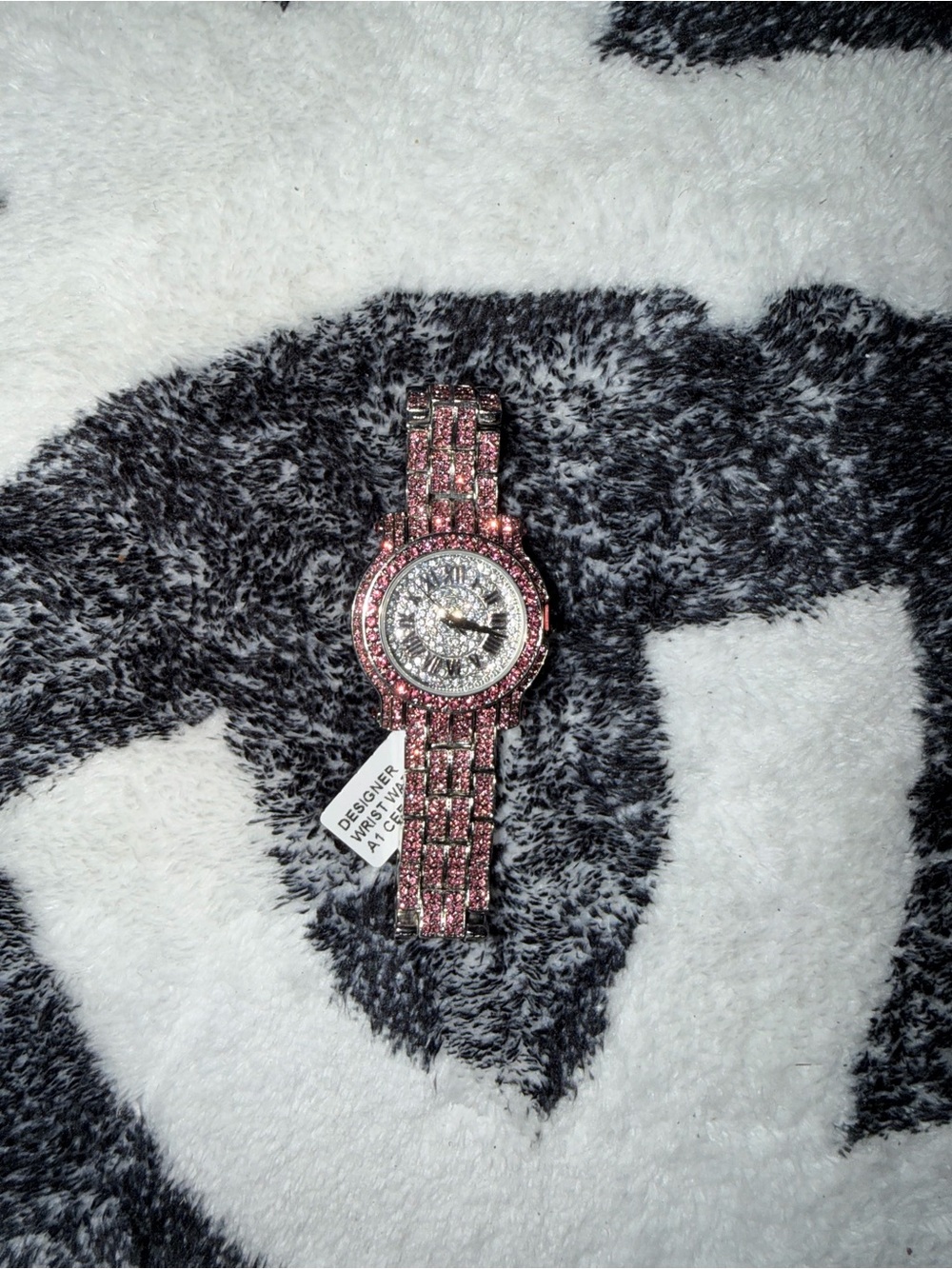 Pink Iced Out CZ Women's Bracelet Watch - Designer Style